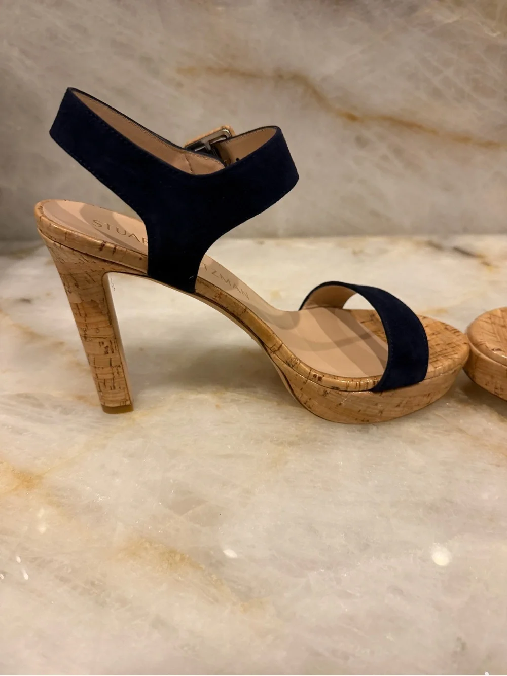 Stuart Weitzman Suede Cork Sandals
